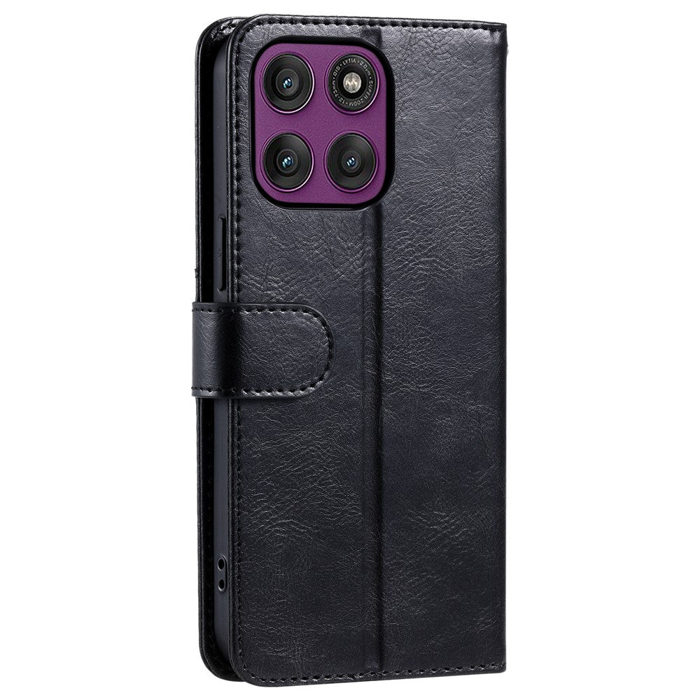 For Motorola Edge 70 5G Case 6 Card Slots PU Leather Anti-Fall Phone Cover with Wrist Strap - Black
