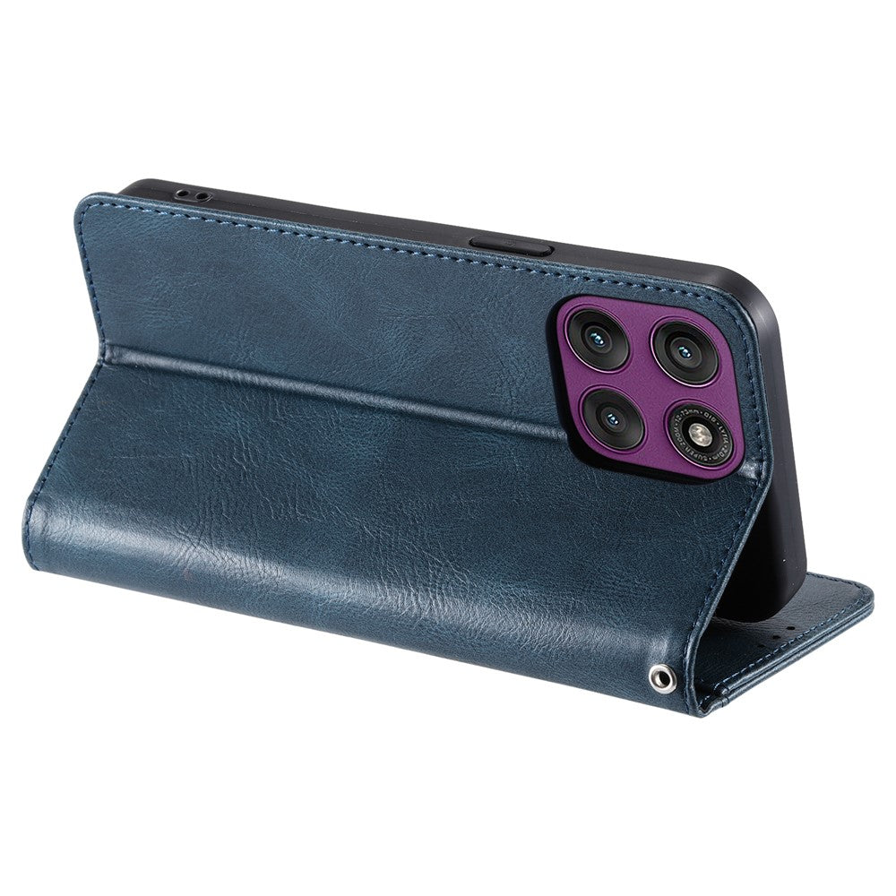 For Motorola Edge 70 5G Case 6 Card Slots PU Leather Anti-Fall Phone Cover with Wrist Strap - Blackish Green
