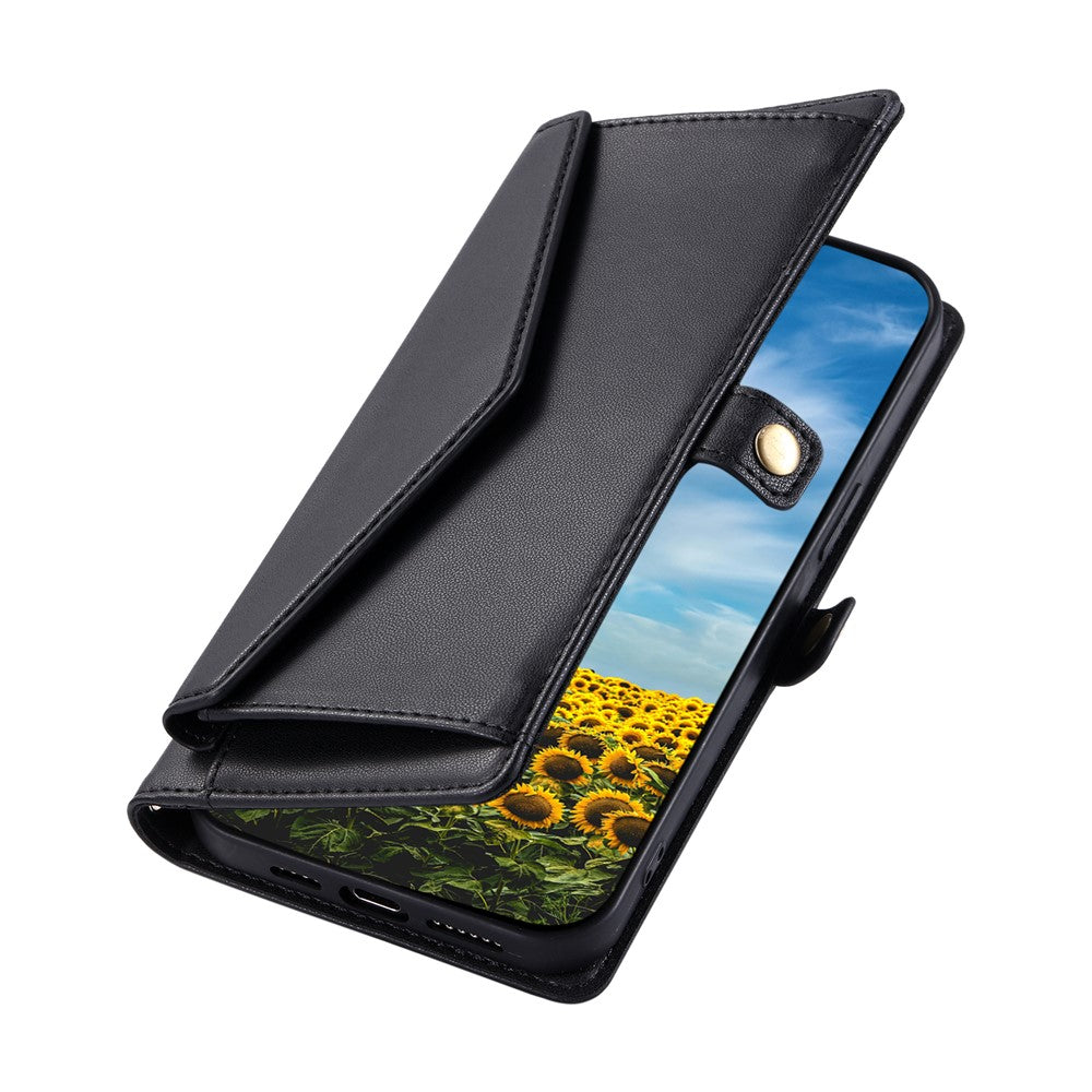 For Motorola Edge 70 5G Leather Case with Wrist Strap Wallet Stand Phone Cover - Black