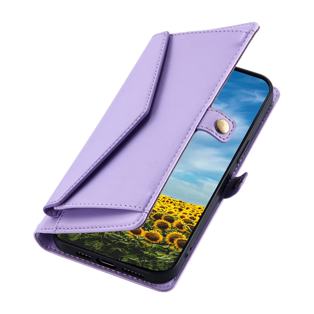 For Motorola Edge 70 5G Leather Case with Wrist Strap Wallet Stand Phone Cover - Purple