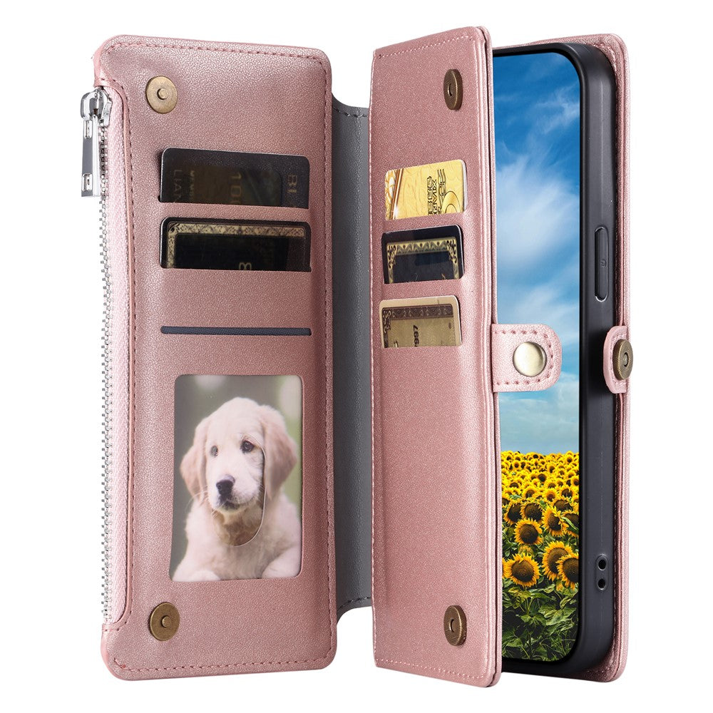 For Motorola Edge 70 5G Case TPU + PU Leather Wallet Phone Cover with Wrist Strap - Rose Gold