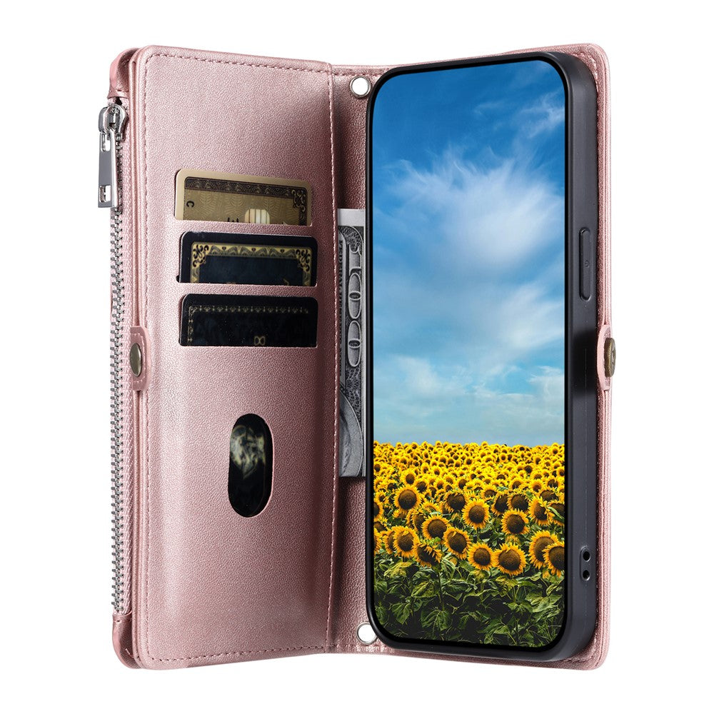 For Motorola Edge 70 5G Case TPU + PU Leather Wallet Phone Cover with Wrist Strap - Rose Gold