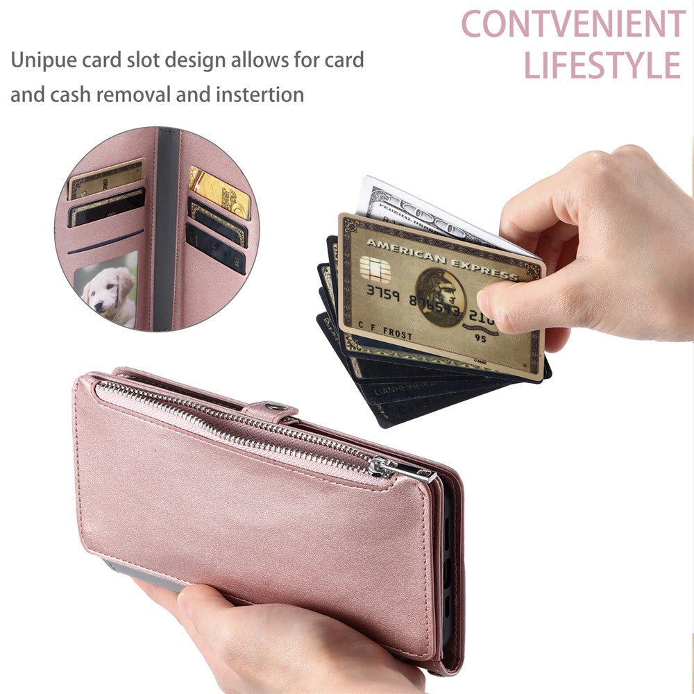 For Motorola Edge 70 5G Case TPU + PU Leather Wallet Phone Cover with Wrist Strap - Rose Gold
