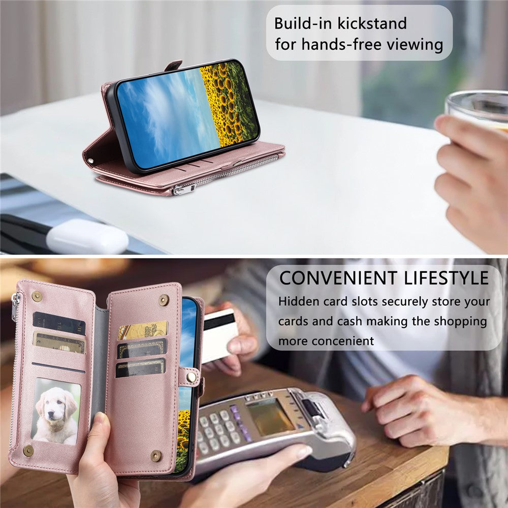 For Motorola Edge 70 5G Case TPU + PU Leather Wallet Phone Cover with Wrist Strap - Rose Gold