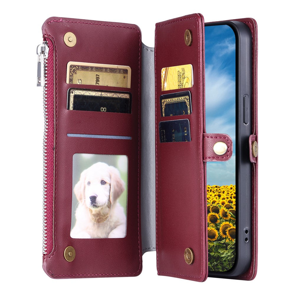 For Motorola Edge 70 5G Case TPU + PU Leather Wallet Phone Cover with Wrist Strap - Wine Red