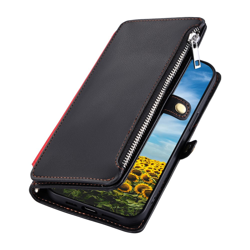 For Motorola Edge 70 5G Case TPU + PU Leather Wallet Phone Cover with Wrist Strap - Black