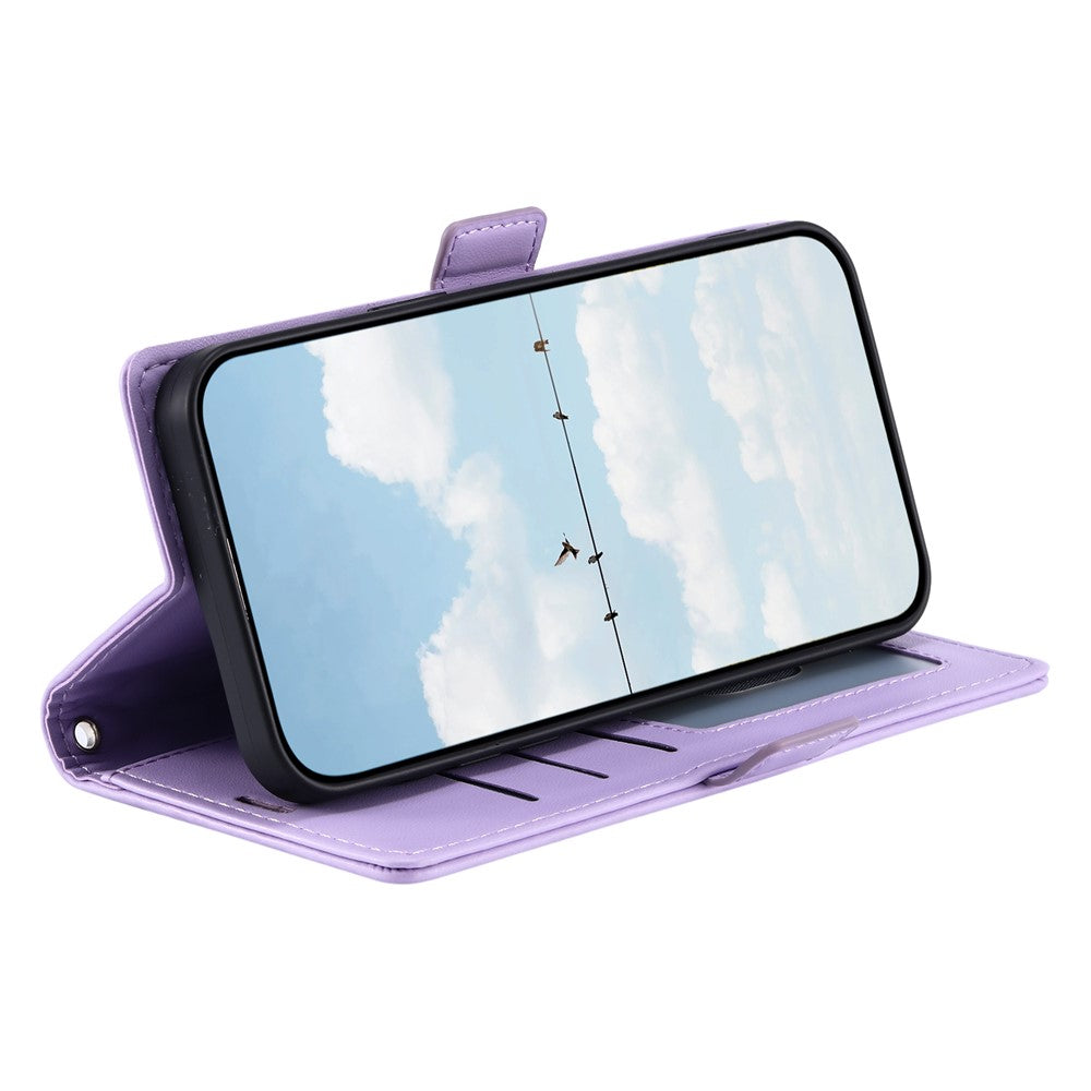 For Motorola Edge 70 5G Leather Case Rhombus Texture Wallet Stand Phone Cover with Wrist Strap - Purple