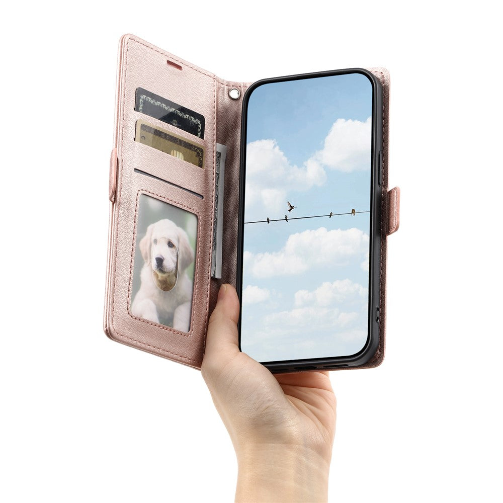 For Motorola Edge 70 5G Leather Case Rhombus Texture Wallet Stand Phone Cover with Wrist Strap - Rose Gold