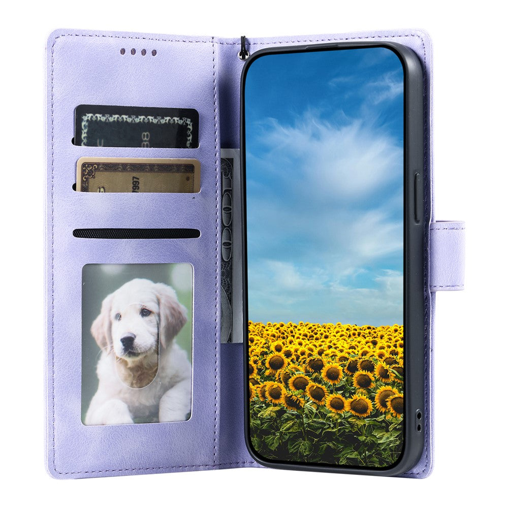 For Motorola Edge 70 5G Case Imprinted Totem Skin Feel Wallet Leather Phone Cover with Hand Strap - Purple