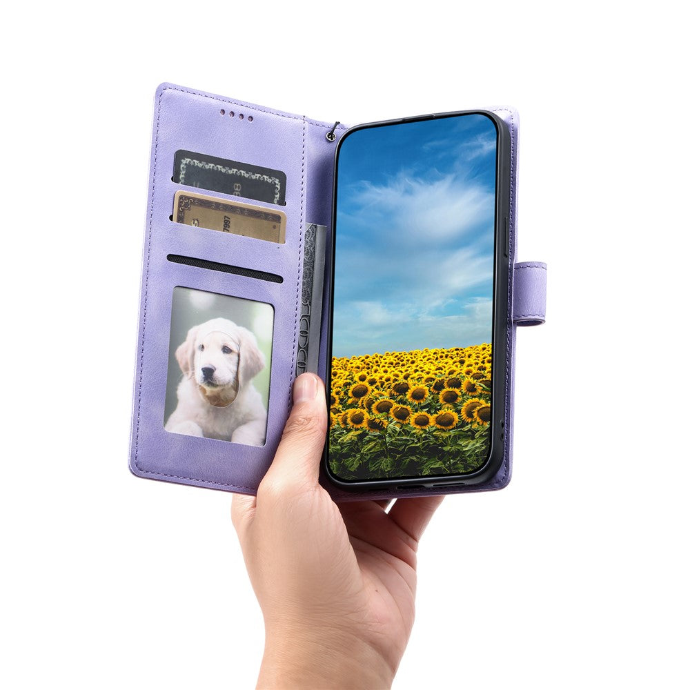 For Motorola Edge 70 5G Case Imprinted Totem Skin Feel Wallet Leather Phone Cover with Hand Strap - Purple