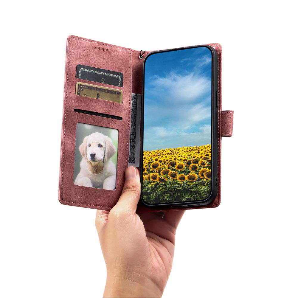 For Motorola Edge 70 5G Case Imprinted Totem Skin Feel Wallet Leather Phone Cover with Hand Strap - Rose Gold