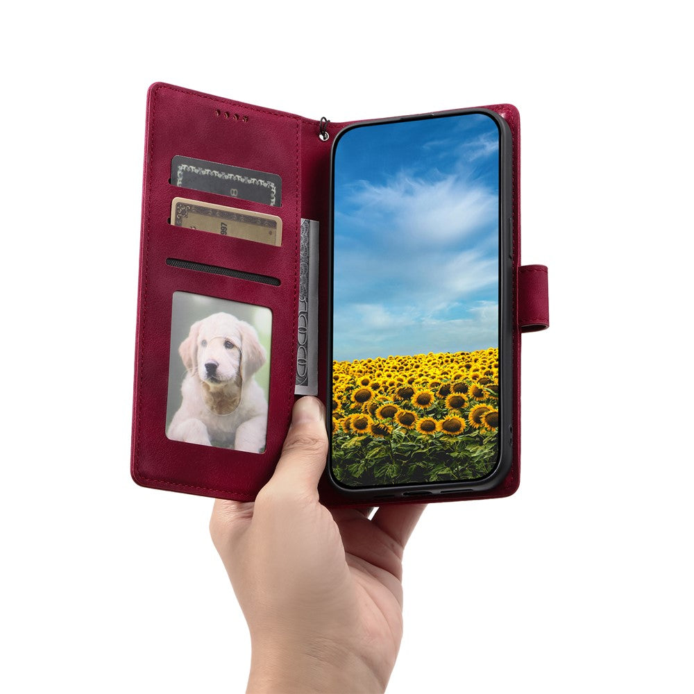 For Motorola Edge 70 5G Case Imprinted Totem Skin Feel Wallet Leather Phone Cover with Hand Strap - Rose