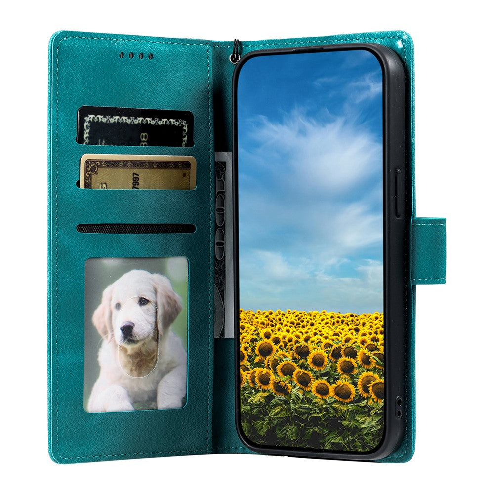 For Motorola Edge 70 5G Case Imprinted Totem Skin Feel Wallet Leather Phone Cover with Hand Strap - Mint Green