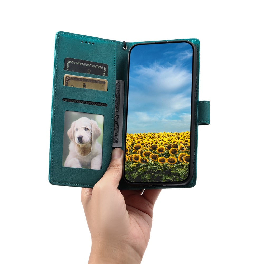 For Motorola Edge 70 5G Case Imprinted Totem Skin Feel Wallet Leather Phone Cover with Hand Strap - Mint Green