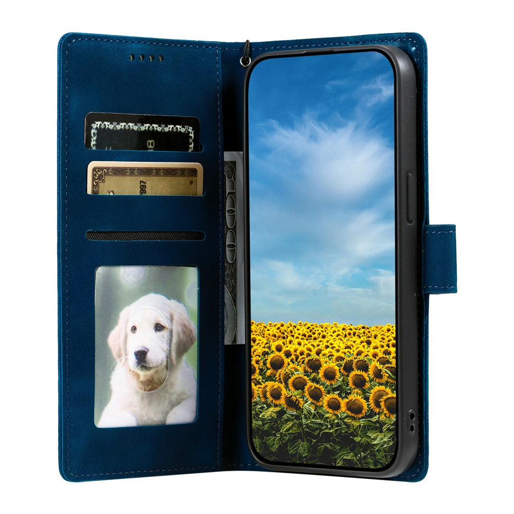 For Motorola Edge 70 5G Case Imprinted Totem Skin Feel Wallet Leather Phone Cover with Hand Strap - Blue