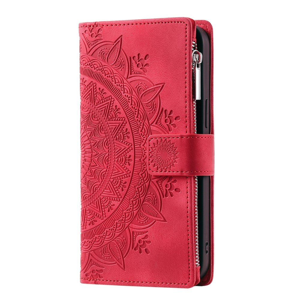 For Motorola Edge 70 5G Wallet Case Mandala Flower Pattern PU Leather Phone Cover with Wrist Strap - Rose
