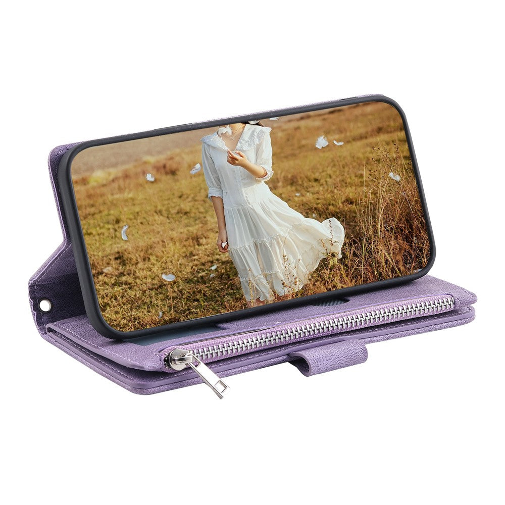 For Motorola Edge 70 5G Wallet Case Rhombus Stitching Line PU Leather Phone Cover with Wrist Strap - Purple