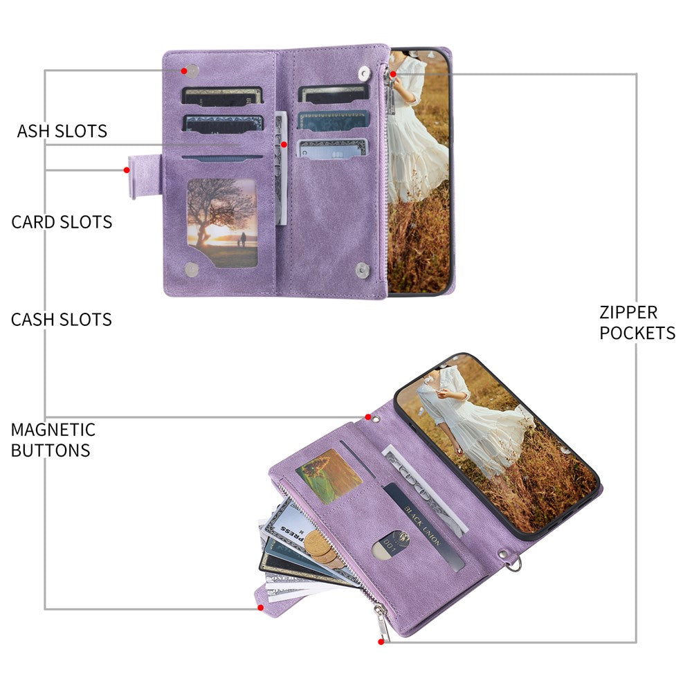 For Motorola Edge 70 5G Wallet Case Rhombus Stitching Line PU Leather Phone Cover with Wrist Strap - Purple