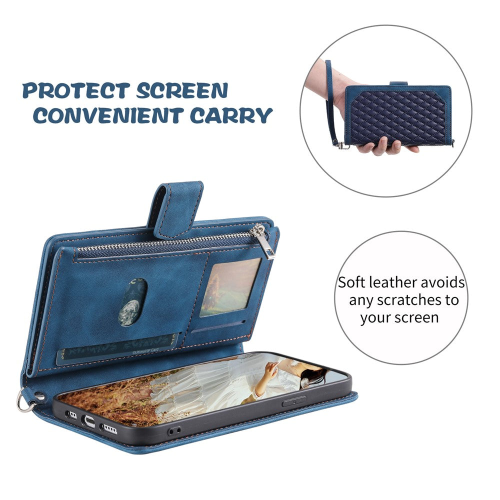 For Motorola Edge 70 5G Wallet Case Rhombus Stitching Line PU Leather Phone Cover with Wrist Strap - Blue