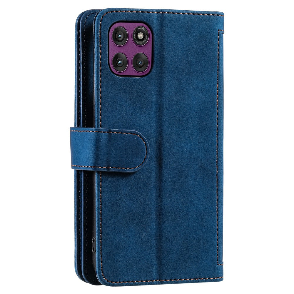 For Motorola Edge 70 5G Case 9 Card Slots Zipper Wallet PU Leather Phone Cover with Wrist Strap - Blue