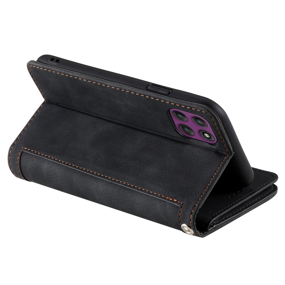 For Motorola Edge 70 5G Case 9 Card Slots Zipper Wallet PU Leather Phone Cover with Wrist Strap - Black