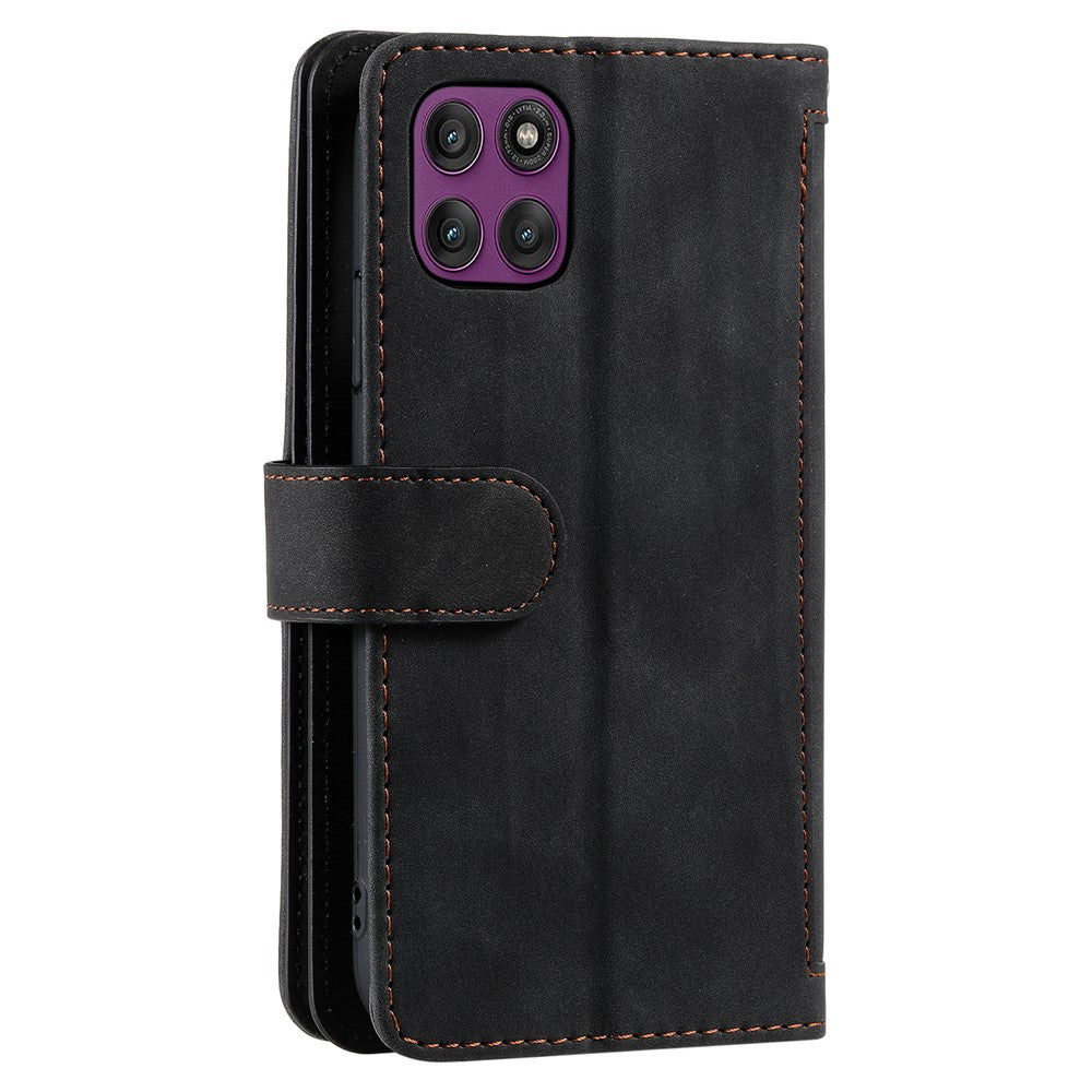 For Motorola Edge 70 5G Case 9 Card Slots Zipper Wallet PU Leather Phone Cover with Wrist Strap - Black