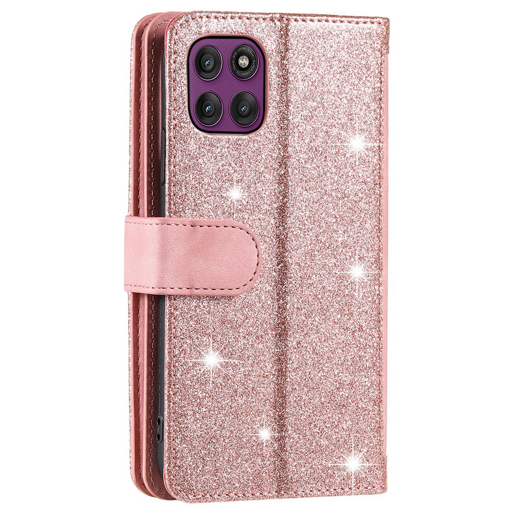 For Motorola Edge 70 5G Case 9 Card Slots Zipper Wallet PU Leather Phone Cover with Wrist Strap - Rose Gold