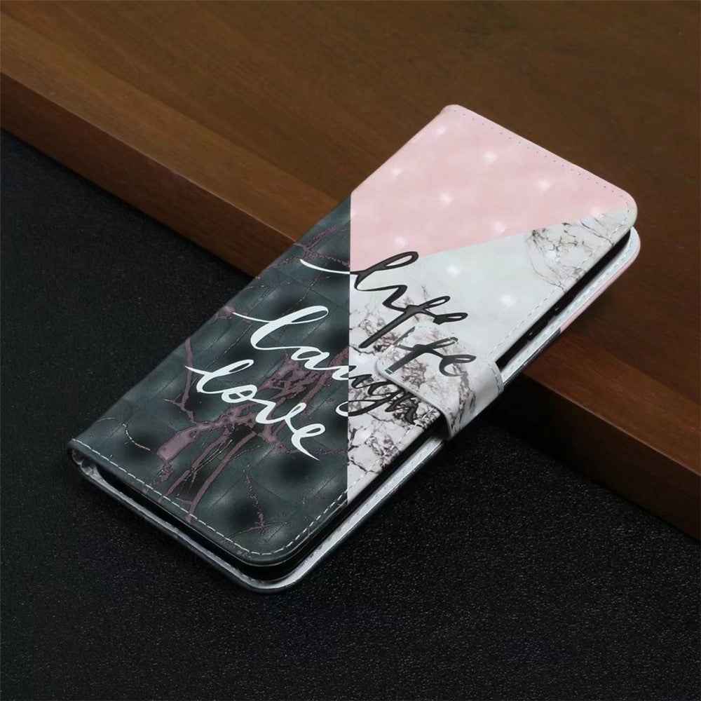Phone Case For Xiaomi 17 Pro 3D Creative Pattern PU Leather Stand Cover - Tri-Color Marble