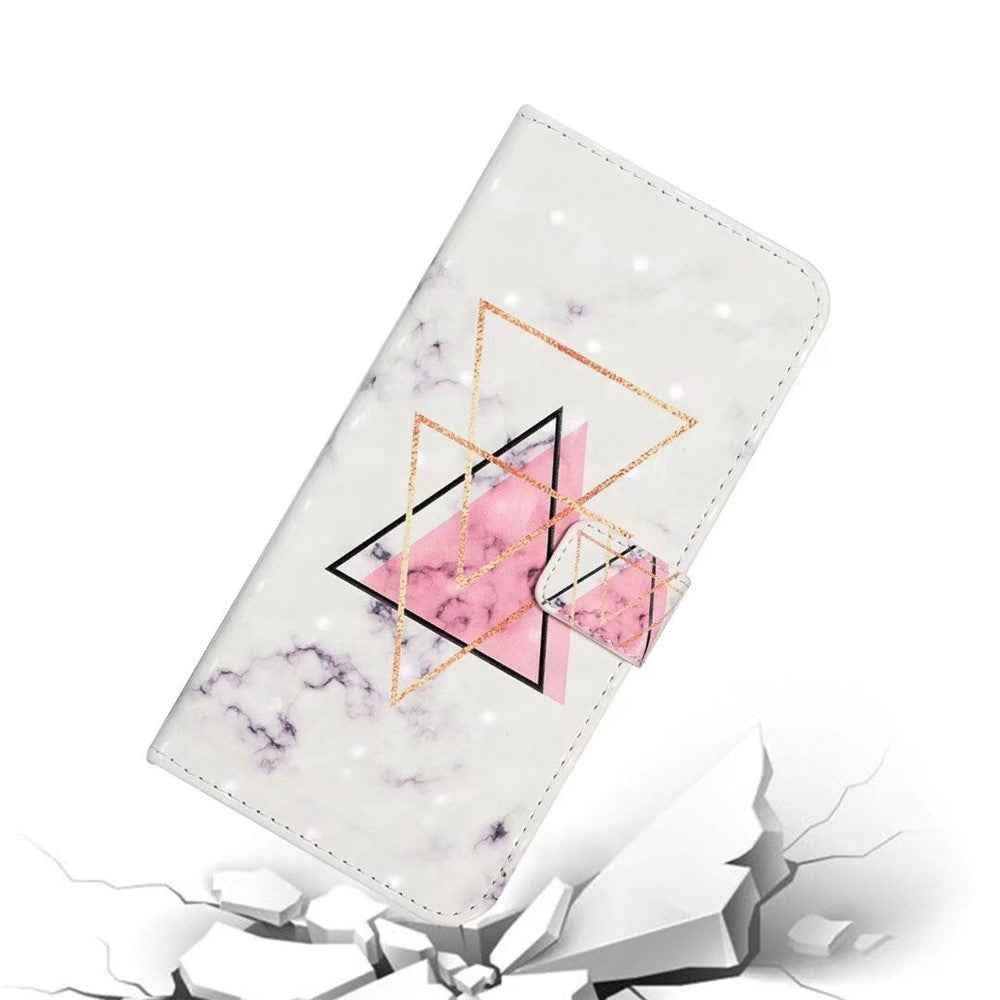 Phone Case For Xiaomi 17 Pro 3D Creative Pattern PU Leather Stand Cover - Triangle Marble