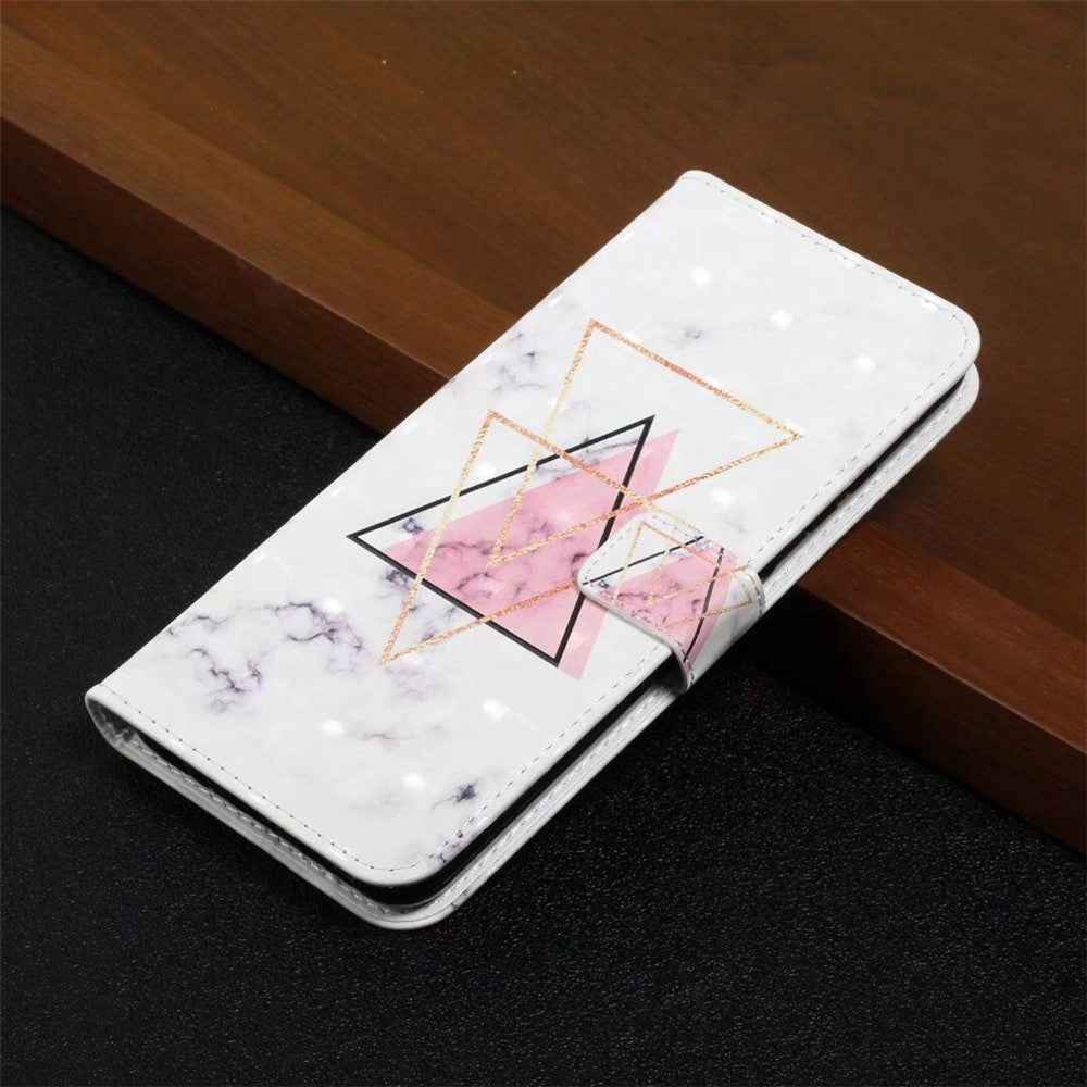 Phone Case For Xiaomi 17 Pro 3D Creative Pattern PU Leather Stand Cover - Triangle Marble