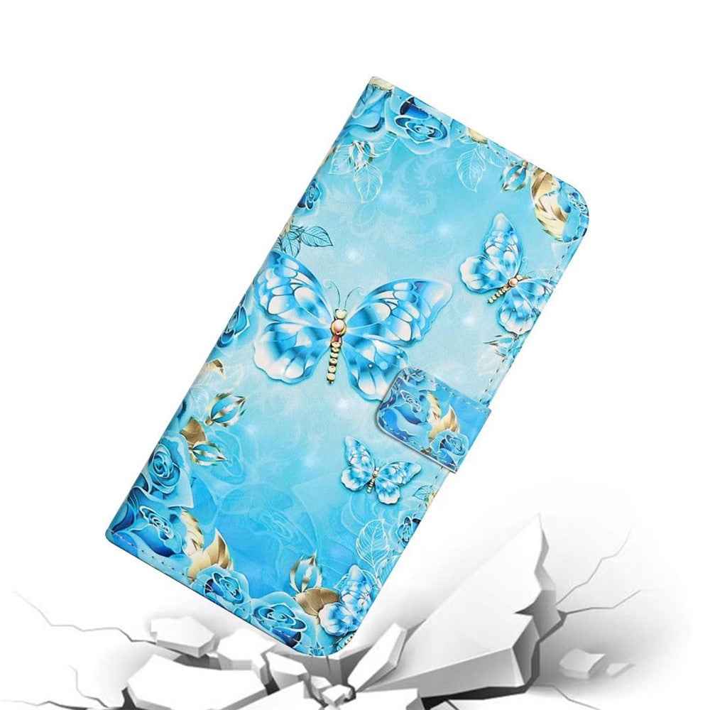 Phone Case For Xiaomi 17 Pro 3D Creative Pattern PU Leather Stand Cover - Blue Butterfly