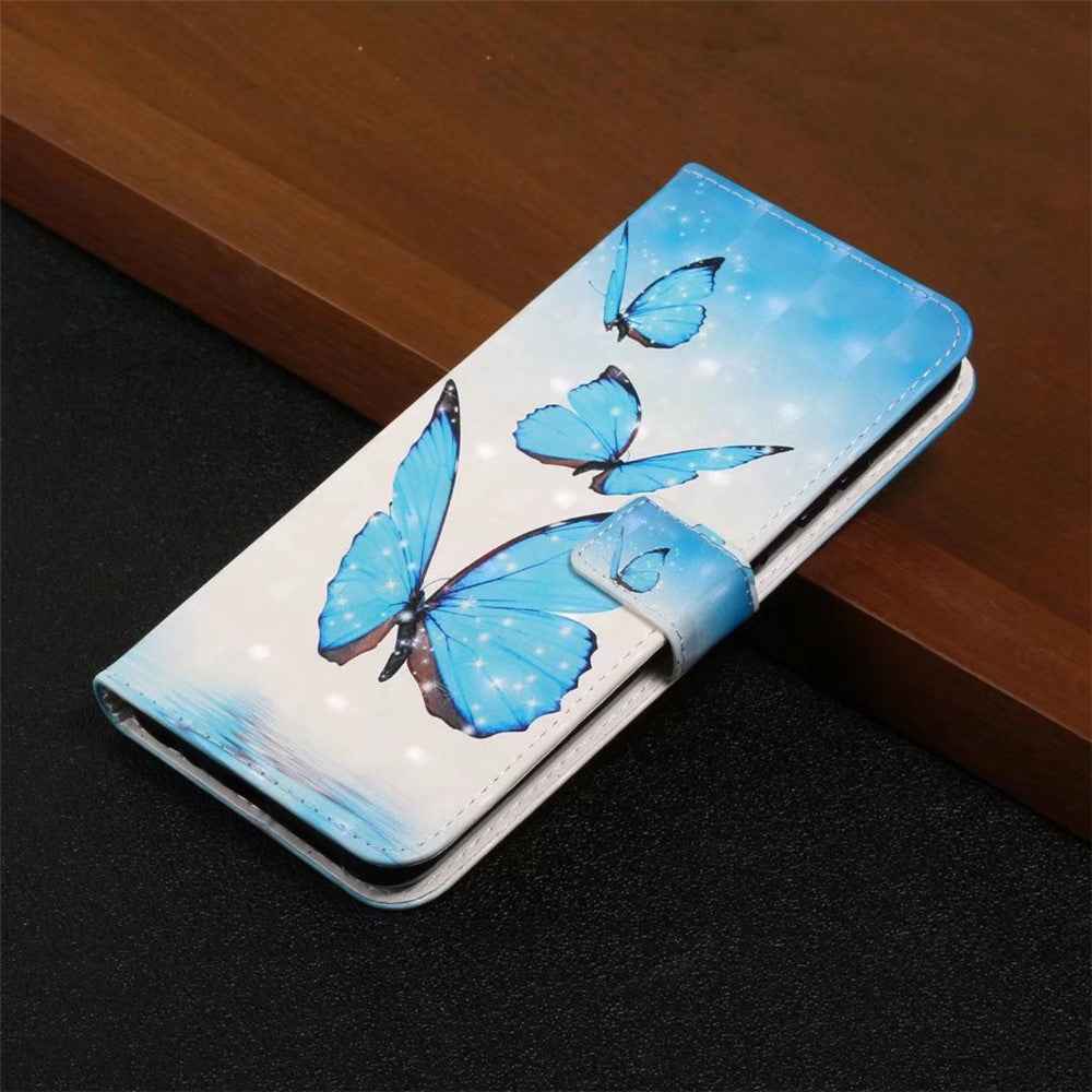 Phone Case For Xiaomi 17 Pro 3D Creative Pattern PU Leather Stand Cover - Three Butterflies