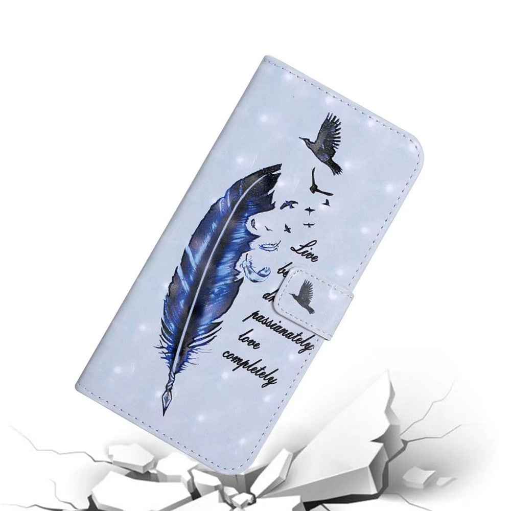 Phone Case For Xiaomi 17 Pro 3D Creative Pattern PU Leather Stand Cover - Blue Feather