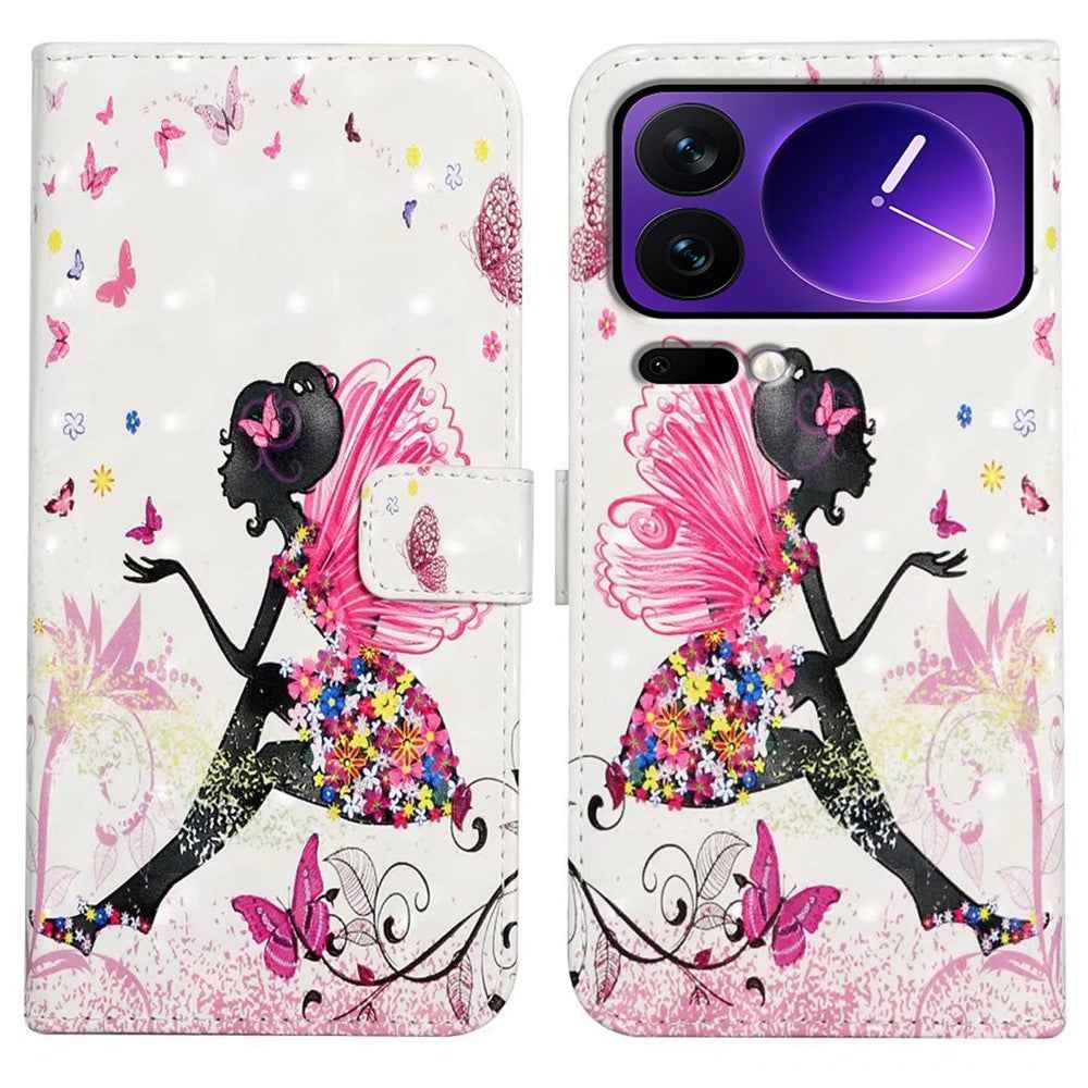 Phone Case For Xiaomi 17 Pro 3D Creative Pattern PU Leather Stand Cover - Girl