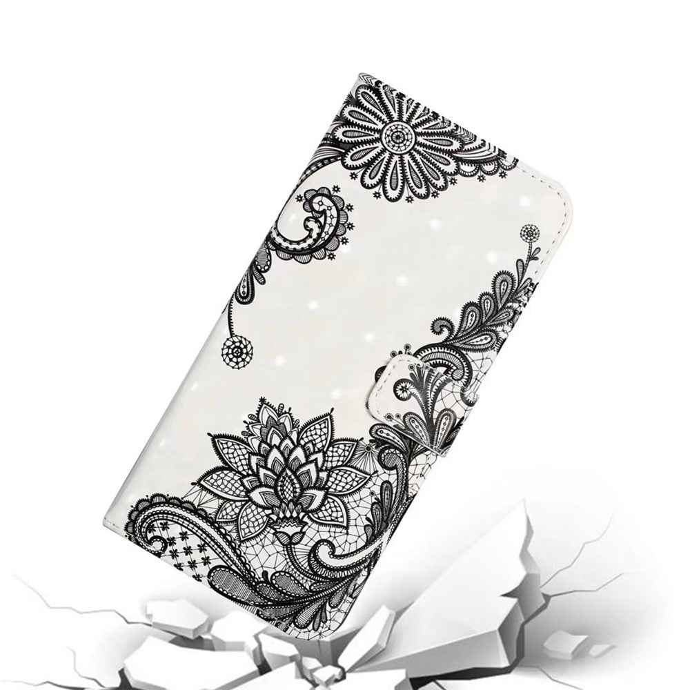 Phone Case For Xiaomi 17 Pro 3D Creative Pattern PU Leather Stand Cover - Lace Flower