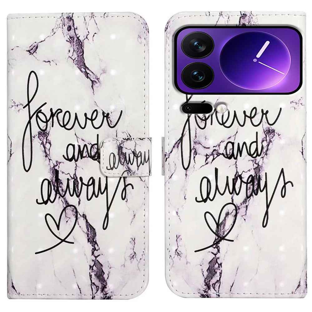 Phone Case For Xiaomi 17 Pro 3D Creative Pattern PU Leather Stand Cover - Forever and Always