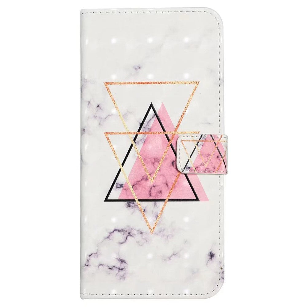 Phone Case For Xiaomi 17 Pro Max 3D Creative Pattern PU Leather Stand Cover - Triangle Marble