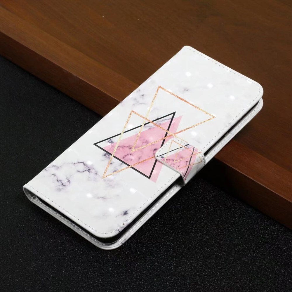 Phone Case For Xiaomi 17 Pro Max 3D Creative Pattern PU Leather Stand Cover - Triangle Marble