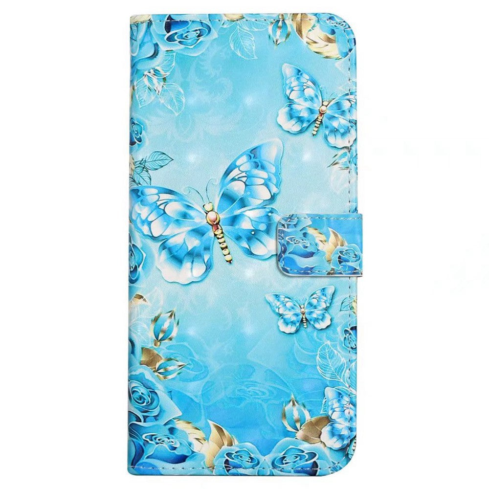 Phone Case For Xiaomi 17 Pro Max 3D Creative Pattern PU Leather Stand Cover - Blue Butterfly