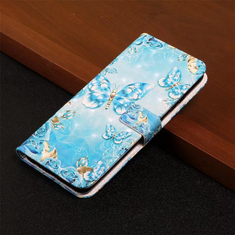Phone Case For Xiaomi 17 Pro Max 3D Creative Pattern PU Leather Stand Cover - Blue Butterfly