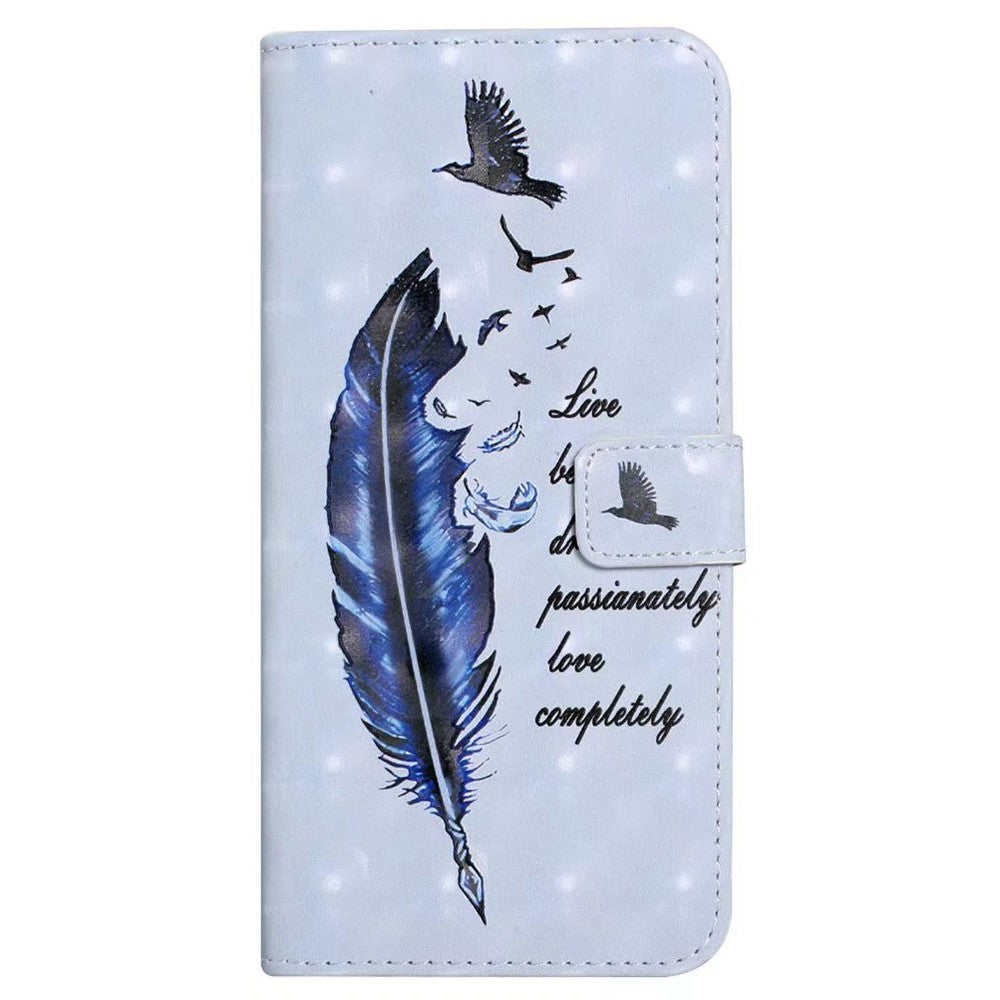 Phone Case For Xiaomi 17 Pro Max 3D Creative Pattern PU Leather Stand Cover - Blue Feather