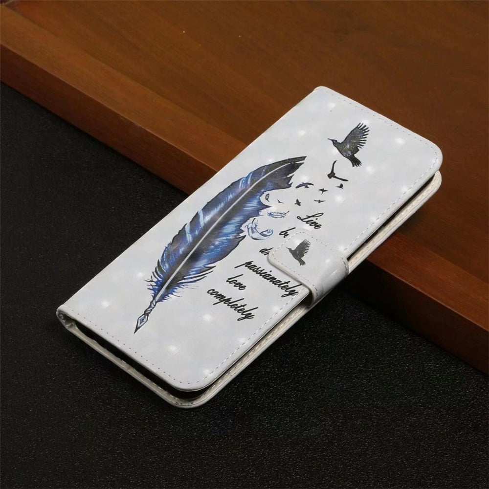 Phone Case For Xiaomi 17 Pro Max 3D Creative Pattern PU Leather Stand Cover - Blue Feather