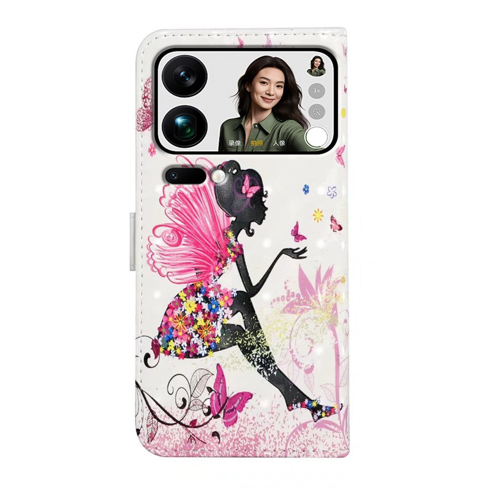 Phone Case For Xiaomi 17 Pro Max 3D Creative Pattern PU Leather Stand Cover - Girl