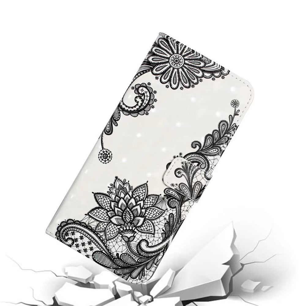 Phone Case For Xiaomi 17 Pro Max 3D Creative Pattern PU Leather Stand Cover - Lace Flower