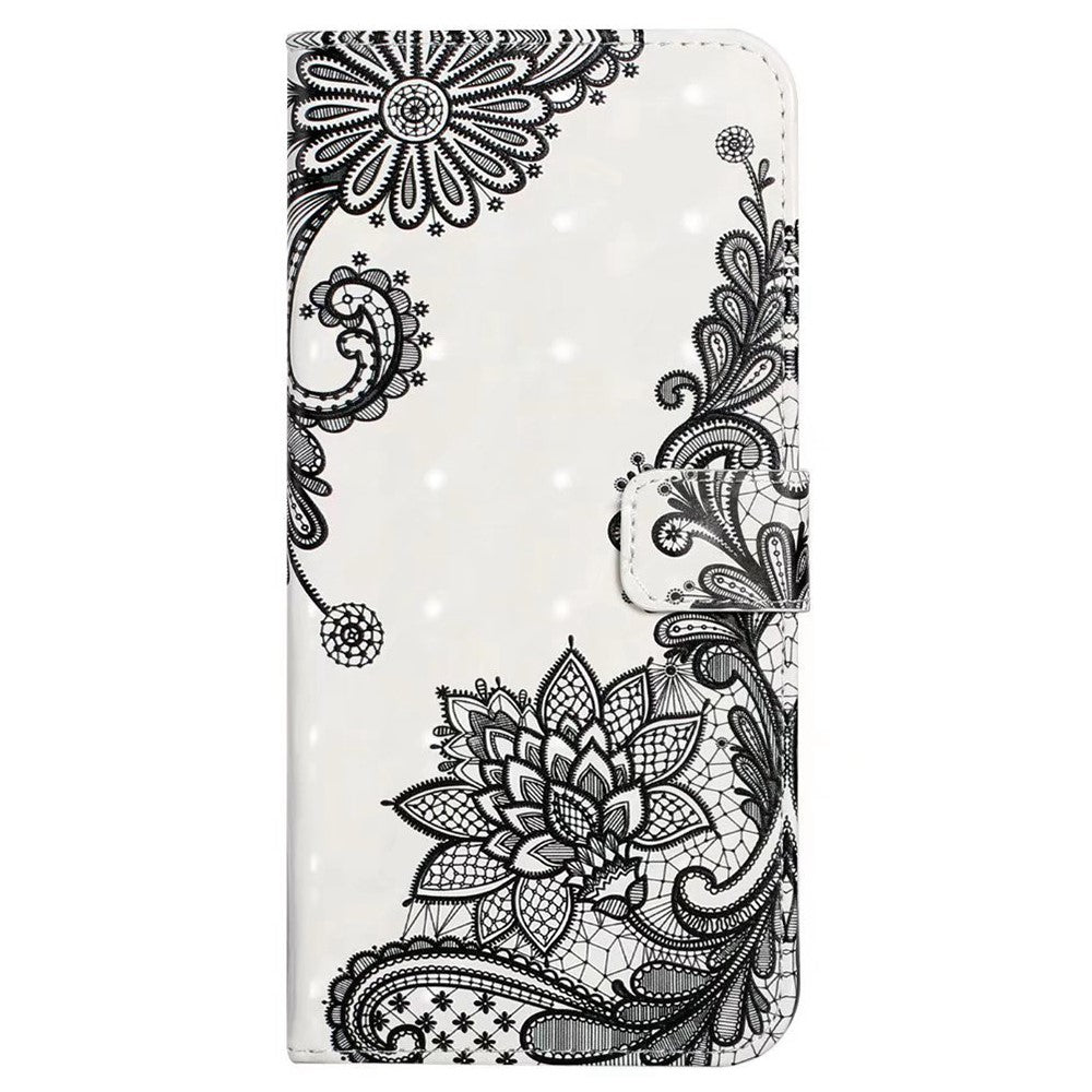 Phone Case For Xiaomi 17 Pro Max 3D Creative Pattern PU Leather Stand Cover - Lace Flower