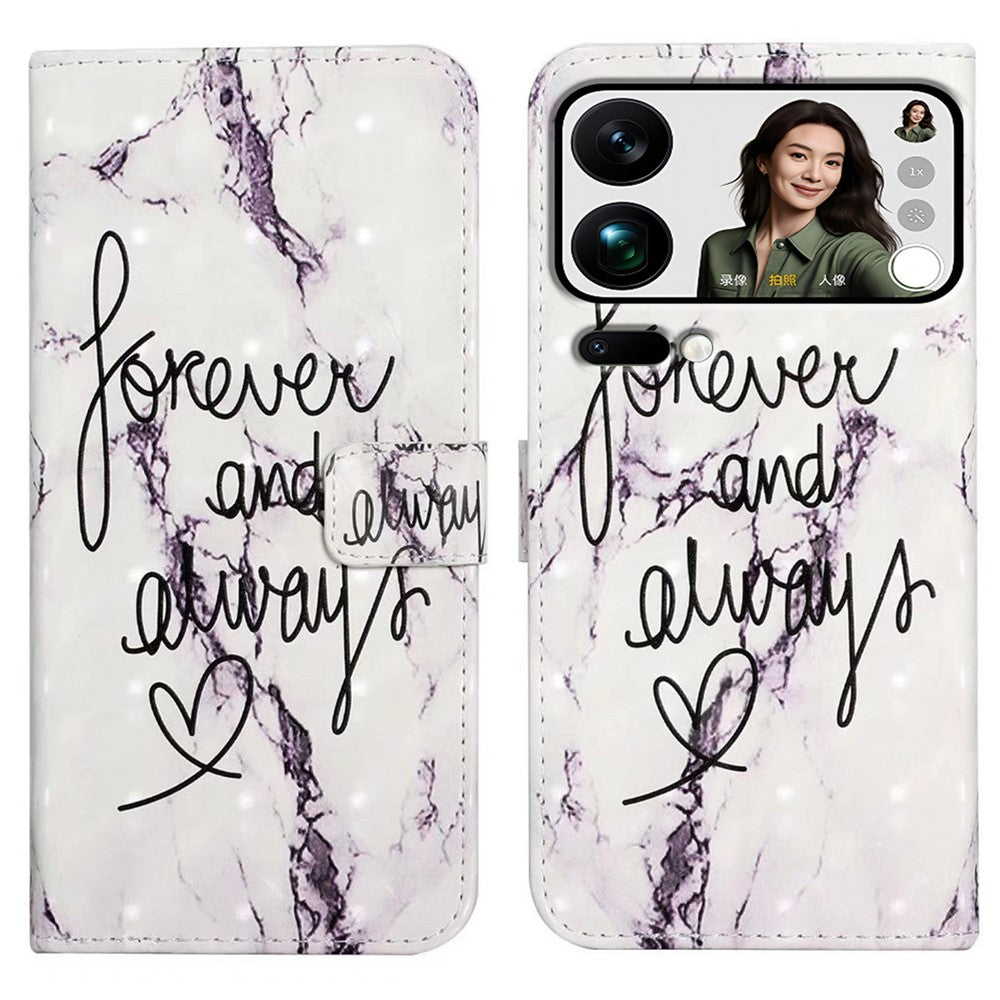 Phone Case For Xiaomi 17 Pro Max 3D Creative Pattern PU Leather Stand Cover - Forever and Always