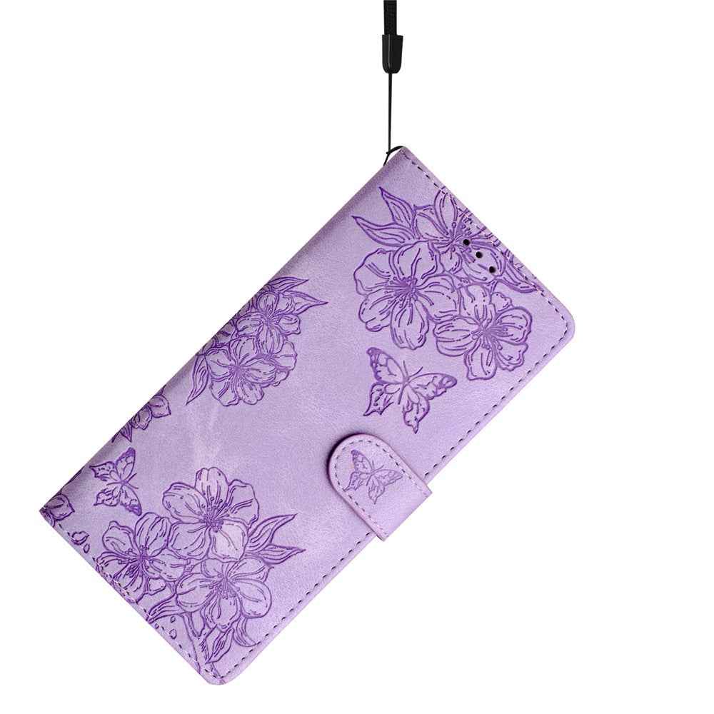 For Xiaomi 17 Pro Case Butterfly Flower Pattern Skin-Touch Leather Phone Cover - Purple