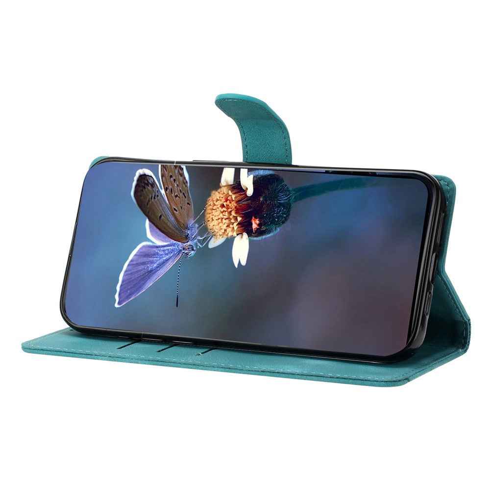 For Xiaomi 17 Pro Case Butterfly Flower Pattern Skin-Touch Leather Phone Cover - Green