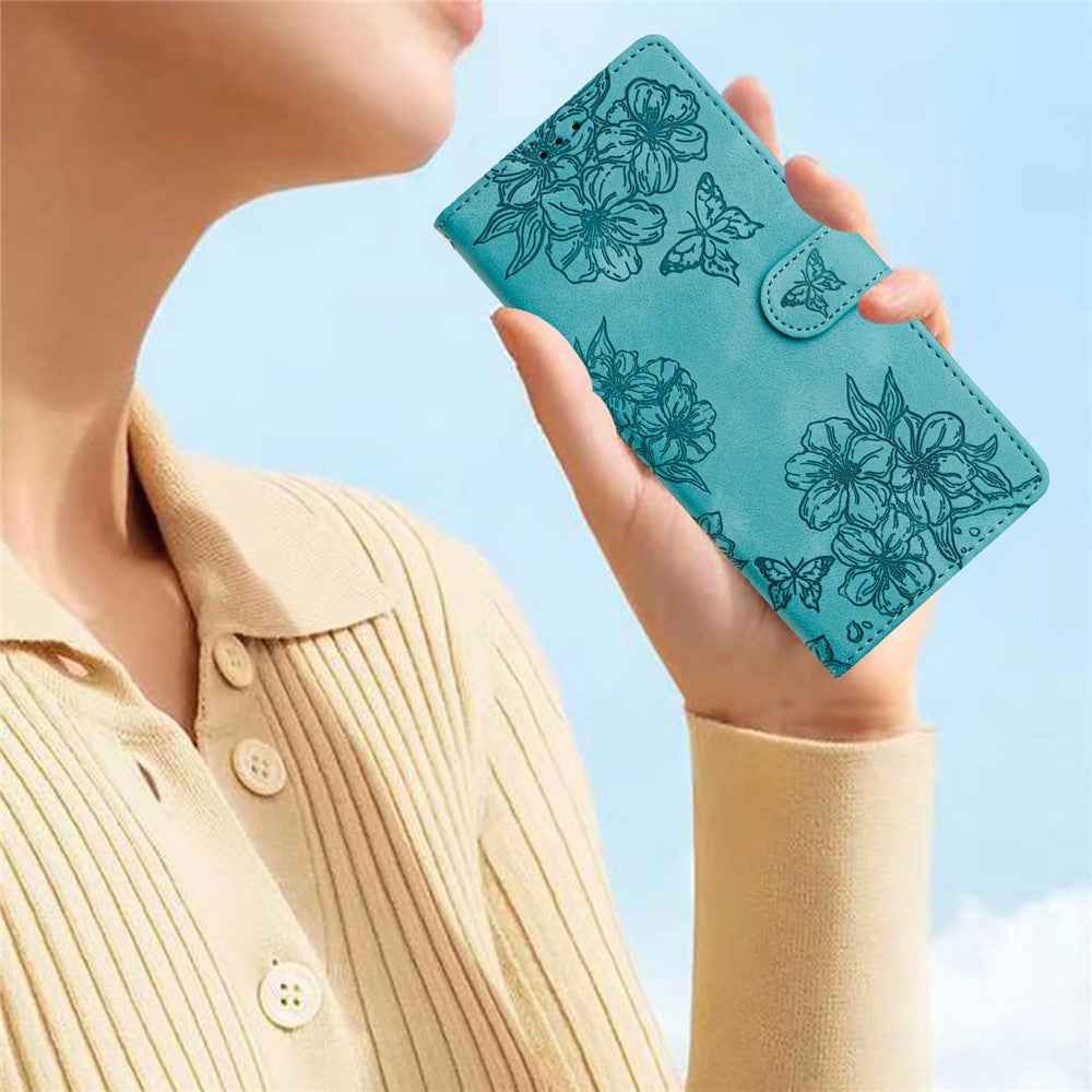 For Xiaomi 17 Pro Case Butterfly Flower Pattern Skin-Touch Leather Phone Cover - Green