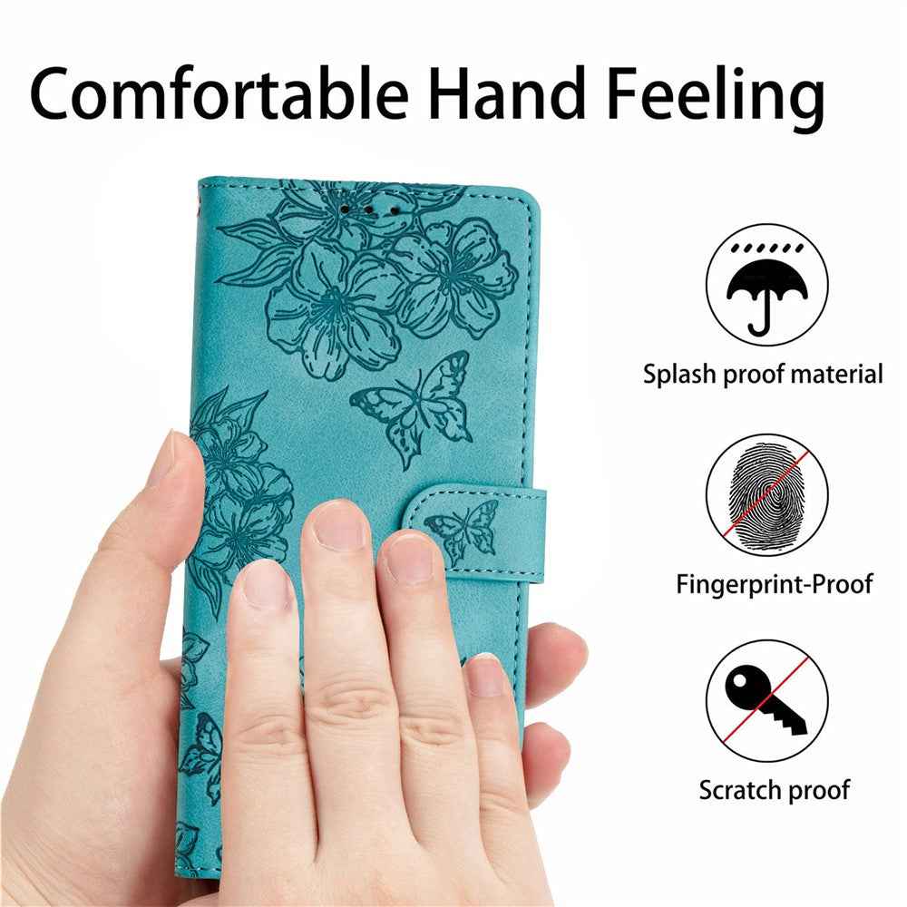 For Xiaomi 17 Pro Case Butterfly Flower Pattern Skin-Touch Leather Phone Cover - Green